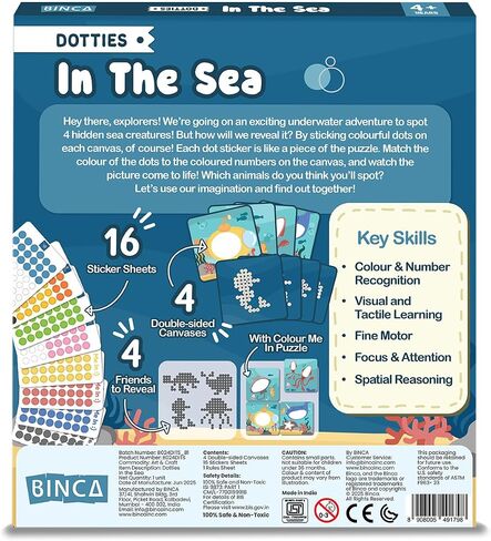Binca Dotties Dot Art Activity Kit ، 750+ ملصقات ، أنشطة من الحيوانات البرية الخالية من الفوضى ، فن الملصقات DIY للأطفال الصغار ، أنشطة السفر للأطفال ، مجموعات الحرف والهدايا للبنين والبنات الذين تتراوح أعمارهم بين 4،5،6،7 in Kuwait