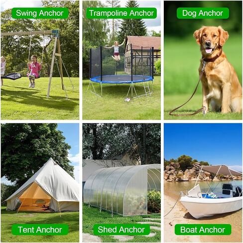 Ground Anchors Heavy Duty, 4 Pack Fully Welded Solid Steel Ground Anchors Screw in with 2.9" Spiral Blade, Trampoline Earth Stakes Auger Anchors for Sheds, Mobile Home, Tent, Swing Set in Kuwait