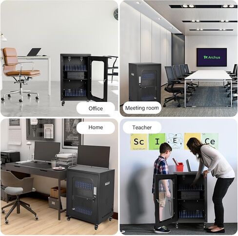 Upgraded Fully Assembled 30 Bay Mobile Charging and Storage Cart,Laptop and Tablet Storage Cart,USB-A/C Multi-Port Charging with Keypad Lock for Phone,Chromebooks,iPades,Up to 14" Screen Size in Kuwait