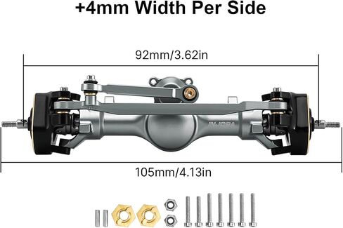 INJORA +4mm Planet Axles with Double Joint Shafts & Brass Steering Knuckles for 1/24 Axial SCX24 Upgrade(Black) in Saudi Arabia