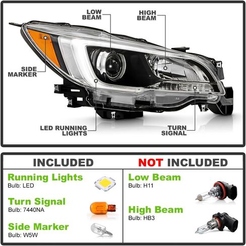 KEEKPO - For 2015 2016 2017 Subarun Legacy|Outback Black Housing Halogen Type Projector Headlights Headlamps Left+Right in Saudi Arabia