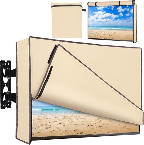 Basumee Outdoor TV Cover 40 to 43 inch Waterproof Weatherproof TV Cover for Outside Half-covered Front with Double Waterproof Zipper 600D Thick Fabric TV Enclosure Protectors For Outdoors in Kuwait