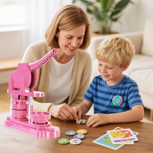 آلة صانع زر Cozisomer 58 مم (2.25 بوصة) خالية من التثبيت ، آلة صانع دبوس زر DIY ، شارة اضغط على آلة مع زر 50pcs مجانا in Kuwait
