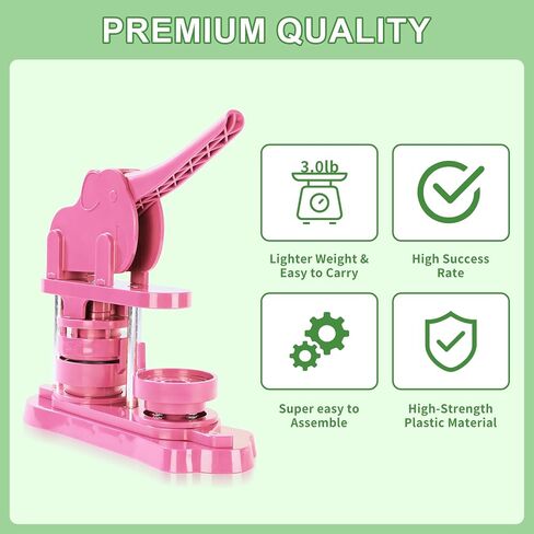 آلة صانع زر Cozisomer 58 مم (2.25 بوصة) خالية من التثبيت ، آلة صانع دبوس زر DIY ، شارة اضغط على آلة مع زر 50pcs مجانا in Kuwait