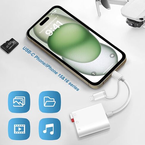 قارئ بطاقة SD لـ iPhone ipad Mac ، USB C & Lightning Dual Connector Camera Camera Adapter to iPhone ، قارئ بطاقة ذاكرة محول بطاقة SD لبطاقة SD/TF/SIM ، والتوصيل والتشغيل ، وملحقات الكاميرا in Kuwait