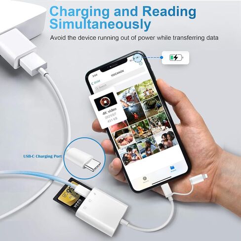 قارئ بطاقة SD لـ iPhone ipad Mac ، USB C & Lightning Dual Connector Camera Camera Adapter to iPhone ، قارئ بطاقة ذاكرة محول بطاقة SD لبطاقة SD/TF/SIM ، والتوصيل والتشغيل ، وملحقات الكاميرا in Kuwait