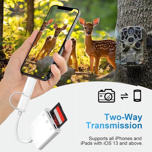 قارئ بطاقة SD لـ iPhone ipad Mac ، USB C & Lightning Dual Connector Camera Camera Adapter to iPhone ، قارئ بطاقة ذاكرة محول بطاقة SD لبطاقة SD/TF/SIM ، والتوصيل والتشغيل ، وملحقات الكاميرا in Kuwait
