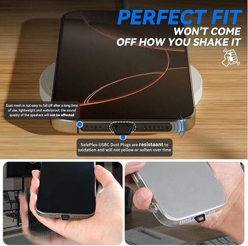 قابس USB C Dust ، نوع ملون C شحن شحن شحن واقي مع منفذ Hole Hole Port Cap anti Dust Cover مع غطاء مكبر صوت iPhone ، حبل Tab Easy-Grip ، مقابل 15 16 Plus Pro Max ، Samsung ، جميع أجهزة USB C in Kuwait