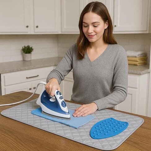 Dependable Industries Inc. Essentials Ironing Board Pad to Use Anywhere Quilted Magnetic Corners Iron Anywhere Travel Home with Silicone Heat Resistant Iron Rest Pad in Kuwait