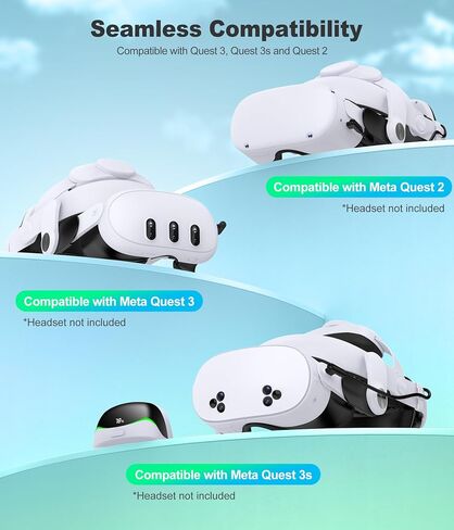 Head Strap for Meta Quest 3/Quest 3S/Quest 2, Enhanced Comfort Head Strap with Soft Padding, Quick-Switch Reality Design, Adjustment Dial (No Battery) in Kuwait