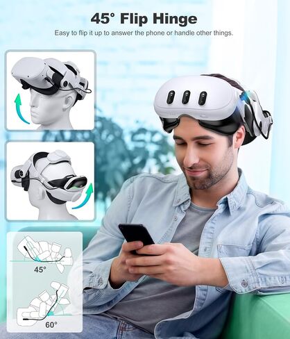 Head Strap for Meta Quest 3/Quest 3S/Quest 2, Enhanced Comfort Head Strap with Soft Padding, Quick-Switch Reality Design, Adjustment Dial (No Battery) in Kuwait