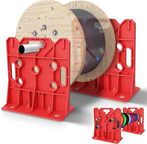 Multi Purpose Wire Dispenser Cable Wire Spool Rack Wire Spool Caddy Holds Spools Up to 34 Inches in Diameter Load Capacity 330 Pounds 1 Pair Black Heavy Duty Wire Spool Holder for Industrial Use in Kuwait