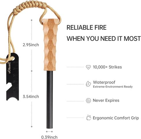 Ferro Rod Fire Starter و Survival Flint و Steel Fire Starter Kit للمشي لمسافات طويلة ، وبوشكرافت ، ومعدات أساسيات التخييم ، وإمدادات الطوارئ - هدية مثالية للمستكشفين in Saudi Arabia