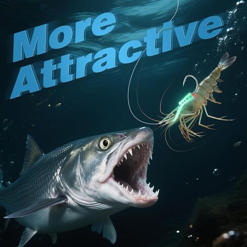 12Pcs Luminous Live Shrimp Hooks Upgraded, High Carbon Steel Barbed Hooks Saltwater Corrosion-Resistant, for Freshwater & Saltwater Fishing, Ideal for Bass, Groupers, Catfish & More Fish 2/0 in Kuwait