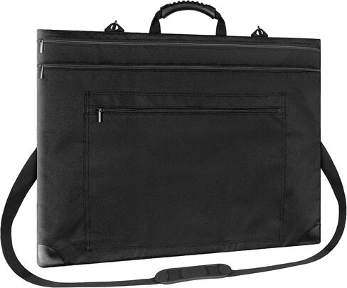 ZKOO Light Weight Art Portfolio Bag, Artist Canvas Case with Detachable Shoulder Strap, Leather Corners, Art Portfolio Case 18 X 24 for Artwork, Poster, Sketching, and Drawing (18" x 24" Black) in Kuwait