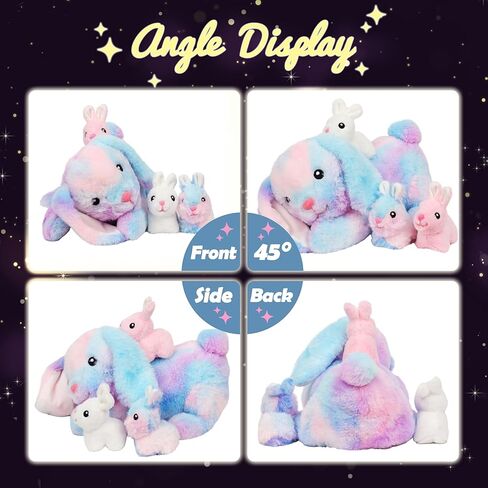 Hopearl LED Musical Stuffed Unicorn Playset Lighting Up Singing Plush Toy Mommy Unicorn with 3 Baby Unicorns in her Tummy Lullaby Animated Soothe for Mom Toddlers Girls, Rainbow, 19'' in Kuwait