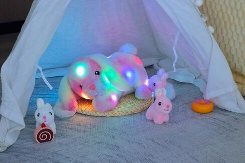 Hopearl LED Musical Stuffed Unicorn Playset Lighting Up Singing Plush Toy Mommy Unicorn with 3 Baby Unicorns in her Tummy Lullaby Animated Soothe for Mom Toddlers Girls, Rainbow, 19'' in Kuwait