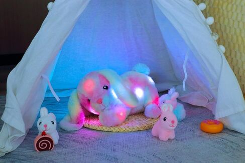 Hopearl LED Musical Stuffed Unicorn Playset Lighting Up Singing Plush Toy Mommy Unicorn with 3 Baby Unicorns in her Tummy Lullaby Animated Soothe for Mom Toddlers Girls, Rainbow, 19'' in Kuwait