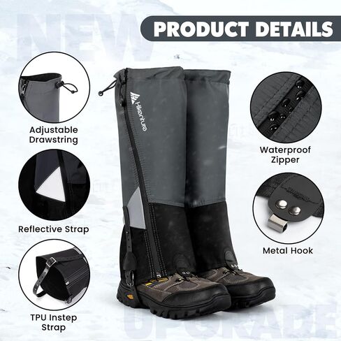 Hikenture المشي لمسافات طويلة مع السوستة ، و gaiters للمشي لمسافات طويلة مقاومة للماء ، وخيبة الأوزان أحذية الساق للرجال نساء in Kuwait