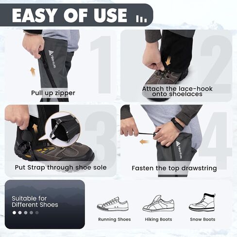 Hikenture المشي لمسافات طويلة مع السوستة ، و gaiters للمشي لمسافات طويلة مقاومة للماء ، وخيبة الأوزان أحذية الساق للرجال نساء in Kuwait
