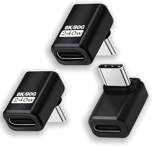 3 نمط USB C 90 درجة [80 جيجابت في الثانية نقل البيانات ، 8K@240Hz فيديو ، شحن 240W] .USB C مجموعة محول الزاوية اليمنى متوافقة مع سطح البخار ، Thunderbolt 5/4/3 ، switch2/1 ومعظم جهاز USBC in Kuwait