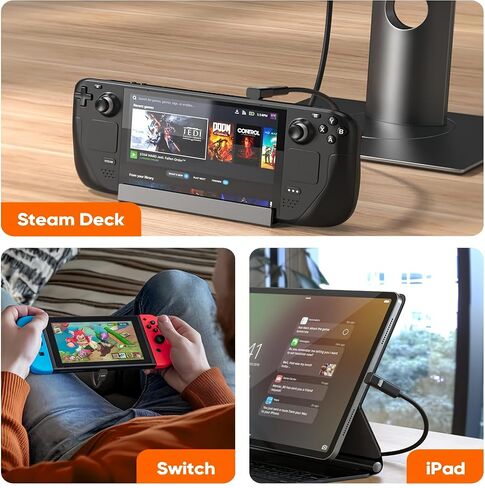 3 نمط USB C 90 درجة [80 جيجابت في الثانية نقل البيانات ، 8K@240Hz فيديو ، شحن 240W] .USB C مجموعة محول الزاوية اليمنى متوافقة مع سطح البخار ، Thunderbolt 5/4/3 ، switch2/1 ومعظم جهاز USBC in Kuwait
