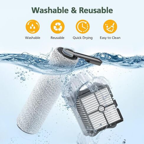 Floor ONE S5 Brush Roller Replacement Parts for Floor ONE S5/Floor One S5 Pro Smart Cordless Wet Dry Vacuum Cleaner, 2 Pack Brush Rollers and 2 Pack Vacuum HEPA Filters in Saudi Arabia