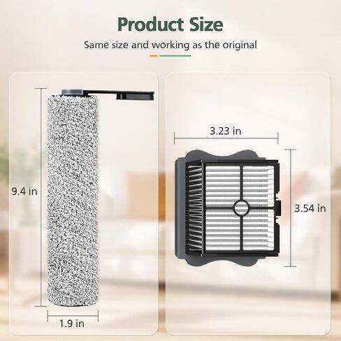 Floor ONE S5 Brush Roller Replacement Parts for Floor ONE S5/Floor One S5 Pro Smart Cordless Wet Dry Vacuum Cleaner, 2 Pack Brush Rollers and 2 Pack Vacuum HEPA Filters in Saudi Arabia