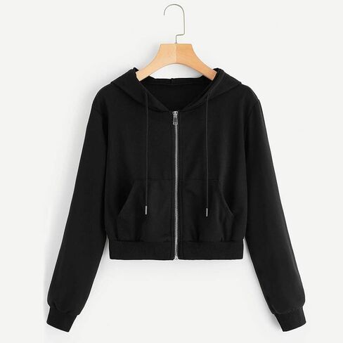 هوديس للنساء zip up sweatshirtts اقتصاص هوديي الأكمام الطويلة قمم تجريب السترات الموضة في سن المراهقة الفتيات y2k الملابس in Saudi Arabia