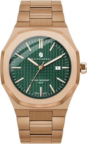 SAPPHERO Men Watches Octagonal Stainless Steel Quartz Fashion Business Men's Watch 50 Meter Water Resistant Analog Movement Multifunction Dials Classic Gifts for Men in Saudi Arabia