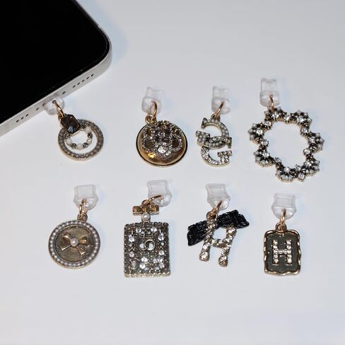 8PCS Charms for E-Reader/Cell Phone: Vintage Bling Dust Plug Charm Compatible with 4 PCS Type C/USB C Charging Port & 4PCS Lightning Port, Plug Cover Protectors for Book Lover Gift in Saudi Arabia