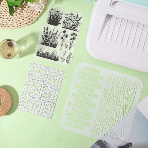 GLOBLELAND Flower Corner Clear Stamps Label Frame Cutting Dies PET Painting Stencils for Card Making Insect Butterfly Bee Silicone Stam Flourish Corner Die Cuts PET Paint Stencils for DIY Scrapbooking in Saudi Arabia