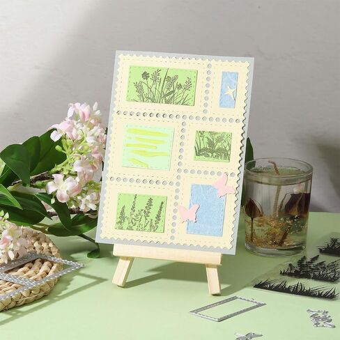 GLOBLELAND Flower Corner Clear Stamps Label Frame Cutting Dies PET Painting Stencils for Card Making Insect Butterfly Bee Silicone Stam Flourish Corner Die Cuts PET Paint Stencils for DIY Scrapbooking in Saudi Arabia