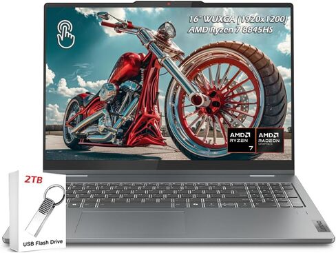 Lenovo Ideapad 5 2-in-1 مع AMD Ryzen 7 8845HS Processor ، 16 "Wuxga Display Touchnens ، و RPDDR5X RAM ، 1 تيرابايت ، قلم رقمي ، إضاءة خلفية ، قارئ FP ، وربا 11 الصفحة الرئيسية in Saudi Arabia
