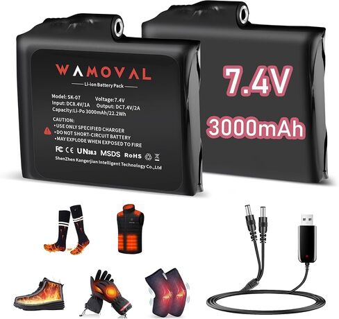 2Pack 5V 8000mAh Li-Polymer Rechargeable Batteries for Heated Socks Insoles Gloves Hat Scarf Spare Battery, Support APP Replacement Battery with 4 Setting in Saudi Arabia