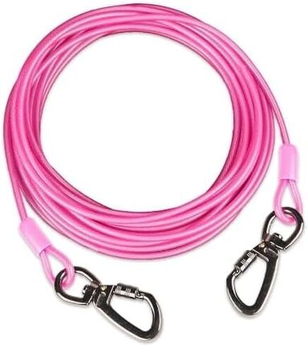 TOFFER Dog Tie Out Cable 20FT Heavy Duty Dog Chain for Yard 320lbs Break Strength PVC Coated Steel Dog Cable with Aluminum Alloy Hook Long Leash for Dogs Outside for Large Medium Small Dogs in Saudi Arabia