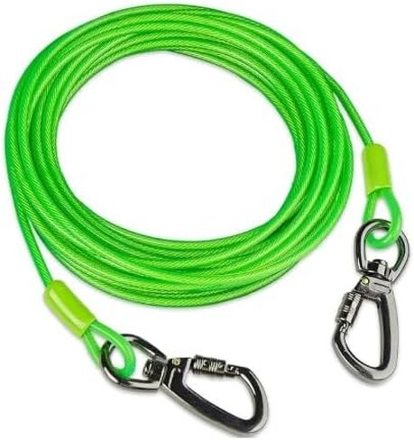 TOFFER Dog Tie Out Cable 20FT Heavy Duty Dog Chain for Yard 320lbs Break Strength PVC Coated Steel Dog Cable with Aluminum Alloy Hook Long Leash for Dogs Outside for Large Medium Small Dogs in Saudi Arabia