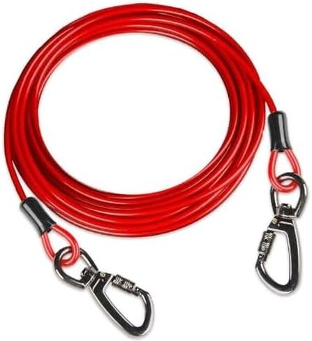 TOFFER Dog Tie Out Cable 20FT Heavy Duty Dog Chain for Yard 320lbs Break Strength PVC Coated Steel Dog Cable with Aluminum Alloy Hook Long Leash for Dogs Outside for Large Medium Small Dogs in Saudi Arabia