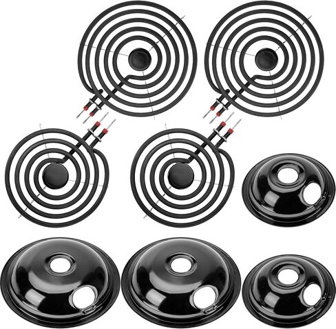 Porcelain Drip Pan Set Replacement for fri-gidaire ken-more Cooktop 5304430150,5304430149,318067051,318067041,and MP22YA Electric Range Burner Element Unit Set,with A Cleaning Cloth in Kuwait