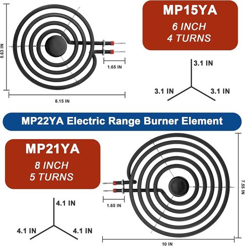 Porcelain Drip Pan Set Replacement for fri-gidaire ken-more Cooktop 5304430150,5304430149,318067051,318067041,and MP22YA Electric Range Burner Element Unit Set,with A Cleaning Cloth in Kuwait