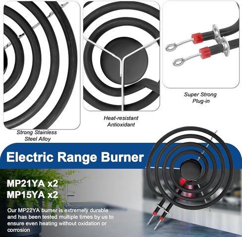 Porcelain Drip Pan Set Replacement for fri-gidaire ken-more Cooktop 5304430150,5304430149,318067051,318067041,and MP22YA Electric Range Burner Element Unit Set,with A Cleaning Cloth in Kuwait