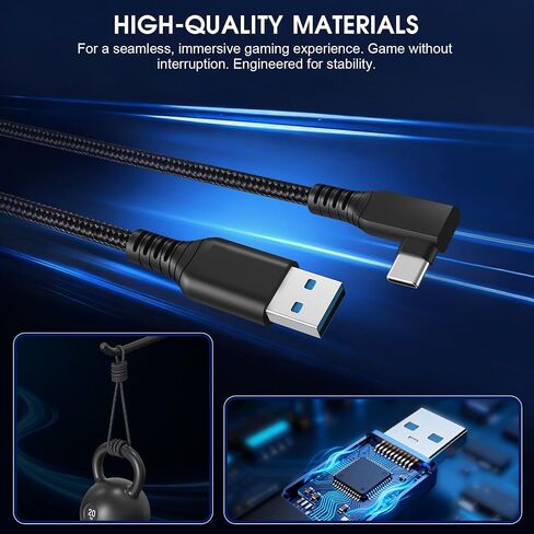 Link Cable 16FT Compatible for Meta Quest 3S/3/2/Pro & Pico 4, 5Gbps High-Speed Data Transfer & Charging Cord, PC VR/Steam VR Compatible, USB3.0 Type C to C Durable Cable for VR Headset Accessories in Saudi Arabia