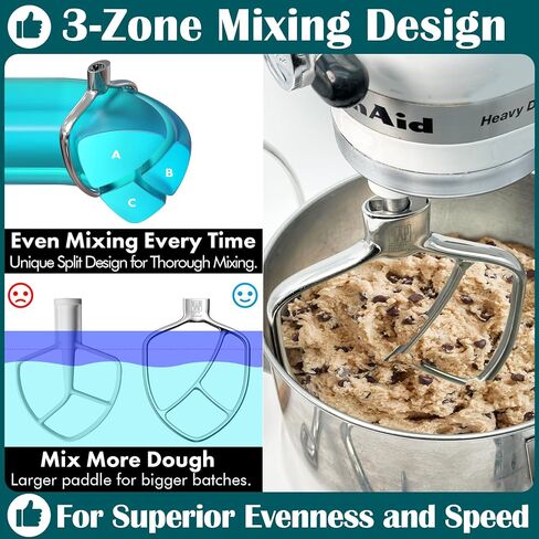 Stainless Steel Paddle，Flat Beater - Accessories and Attachments for KitchenAid Mixers, Fit 4.5-5 QT Mixing Bowl in Kuwait