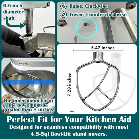 Stainless Steel Paddle，Flat Beater - Accessories and Attachments for KitchenAid Mixers, Fit 4.5-5 QT Mixing Bowl in Kuwait
