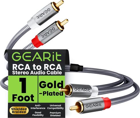 كابل GEARIT RCA (15 قدمًا) 2RCA ذكر إلى 2RCA كابلات صوت استريو من الذكور محمي محمي RCA Stereo Cable للمسرح المنزلي ، HDTV ، مكبرات الصوت ، أنظمة HI-FI ، صوت السيارة ، مكبرات صوت ، 15 قدمًا in Saudi Arabia