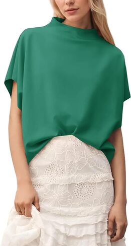 Missactiver Women's Women's Discual Neck Batwing Tee Top Short Sleeve Drop على الكتف الصلب ألوان Tshirt Summer Assfits in Kuwait