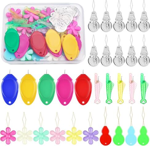 Kaqrhft Needle Threaders ، 24 PCS Needle Threader Kit لعمل الإبرة ، 4 أنواع أداة Threadle Simple مع مربع تخزين واضح للخياطة اليدوية ، آلة الخياطة ، خيط التطريز in Kuwait