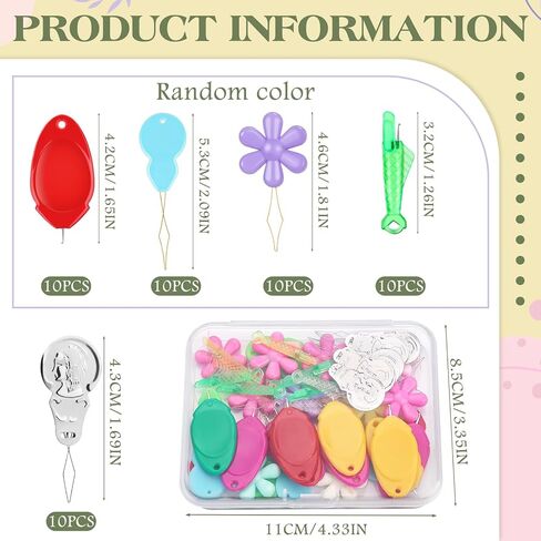 Kaqrhft Needle Threaders ، 24 PCS Needle Threader Kit لعمل الإبرة ، 4 أنواع أداة Threadle Simple مع مربع تخزين واضح للخياطة اليدوية ، آلة الخياطة ، خيط التطريز in Kuwait