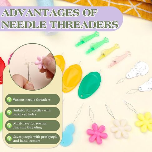 Kaqrhft Needle Threaders ، 24 PCS Needle Threader Kit لعمل الإبرة ، 4 أنواع أداة Threadle Simple مع مربع تخزين واضح للخياطة اليدوية ، آلة الخياطة ، خيط التطريز in Kuwait