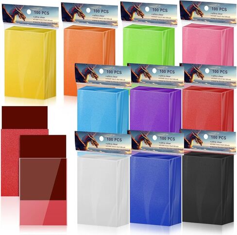 300 Collectible Trading Card Protective Sleeves, Matte Red&Black Card Protectors Japanese Size Matte Sleeves for MTG Commander, ETB, Yu-Gi-Oh! - Thick & Shuffle-Proof TCG Accessories Penny Cards in Saudi Arabia